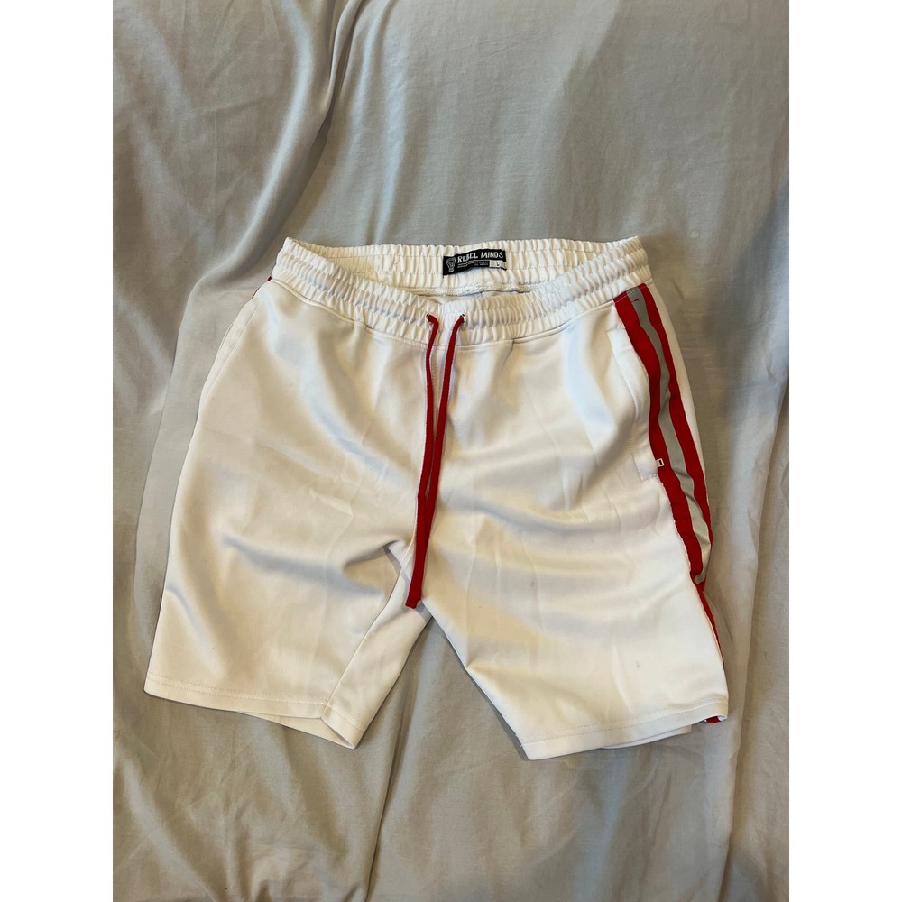 Rebel Minds White Red Striped Shorts